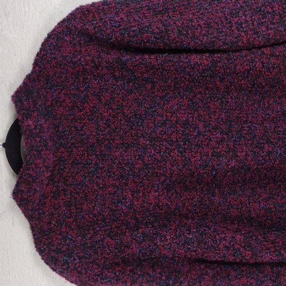 Dressbarn Woman Burgundy Knit  Collared Long Sleeve Button Up Cardigan Jacket - Picture 8 of 12